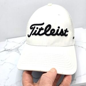 Titleist | Pro V1 FootJoy black embroidered logo white golf hat | MENS L/XL